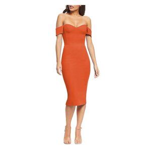 Dress the Population Orange Off-the-Shoulder Bodycon Dress